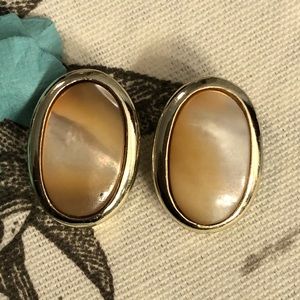 Bergere Vintage Clip On Earrings Champagne Cat Eye